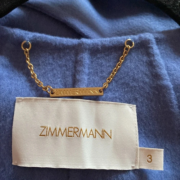 Zimmermann Fringed Wool Coat Wrap Robe‎ Style Trench Coat Periwinkle Blue Size 3 - Picture 12 of 12